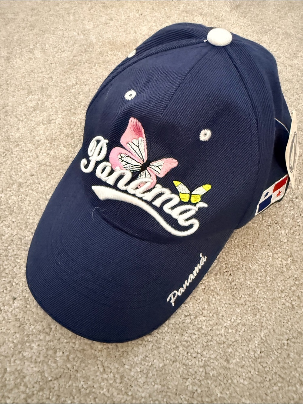 Panama Navy Butterfly Baseball Cap